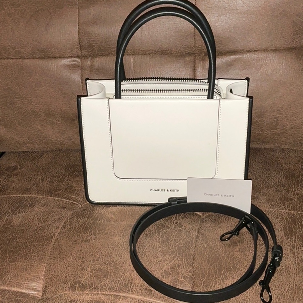 Charles & Keith Mini Daylla Tote Bag, Cream